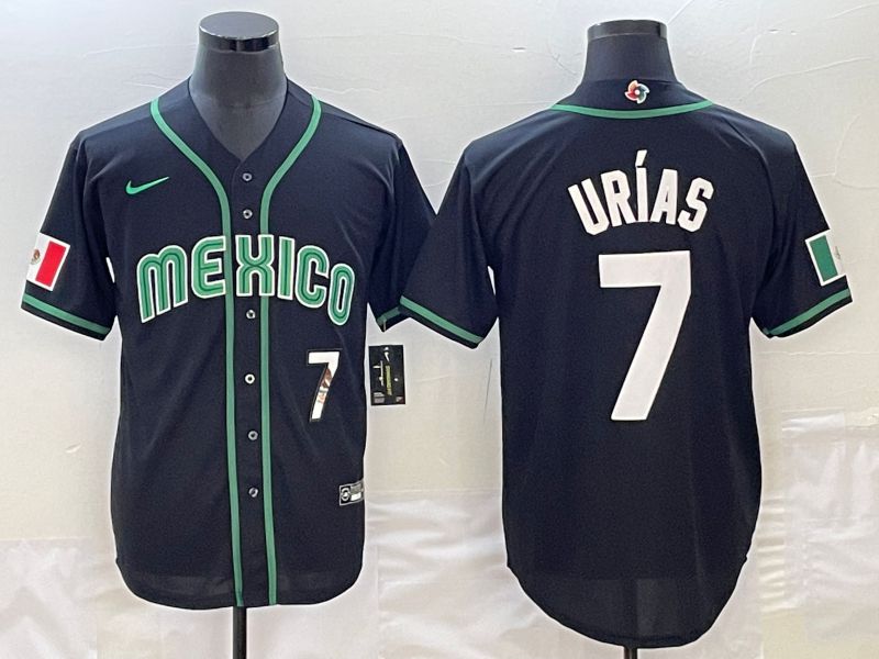 Men 2023 World Cub Mexico 7 Urias Black Nike MLB Jersey35